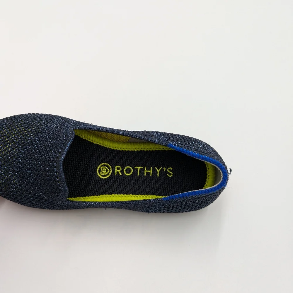Rothy’s Night Sparkle Loafer Navy Blue Metallic Slip On Kids Shoes Girls Size 10